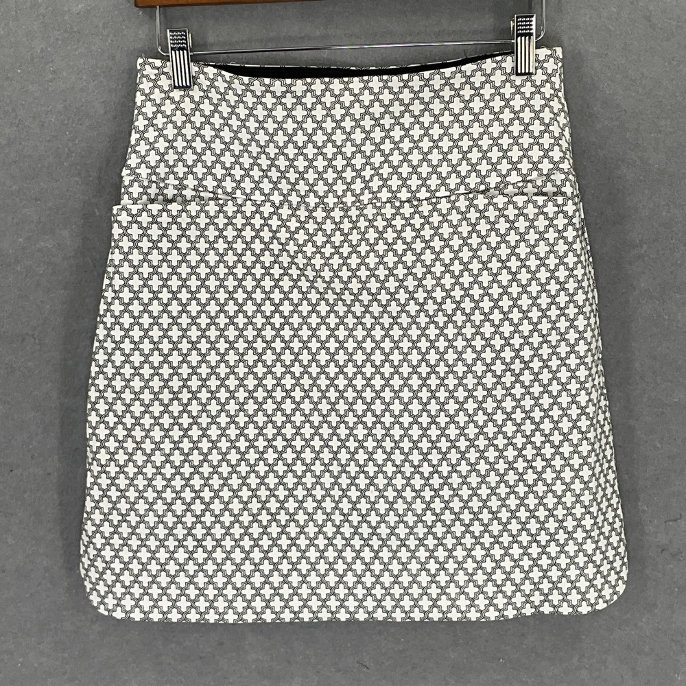 S.C.&CO. Geometric Mini Skort Womens S‎ White Black Pocket Golf Tennis Outdoors